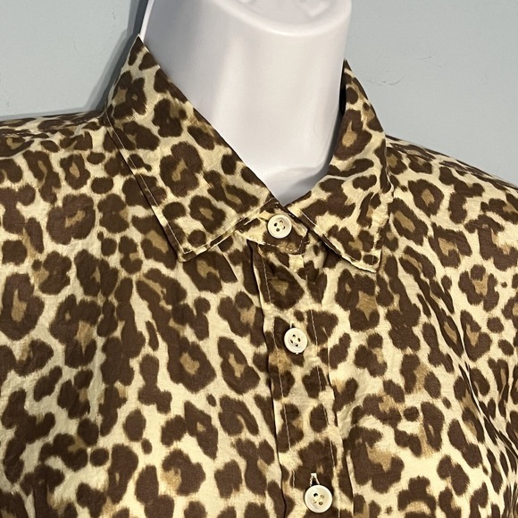 J Crew Silk Blnd Leopard Perfect Button Top Women 4 Lightweight Old Money Career - Picture 3 of 12